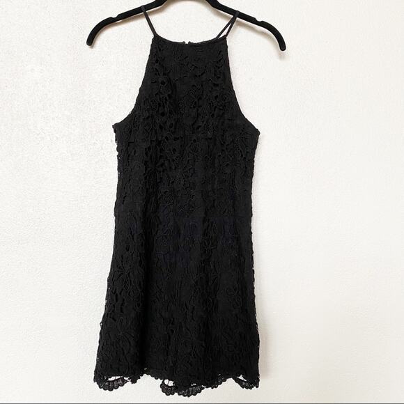 Aqua Sleeveless Black Lace Romper Size Medium - Picture 1 of 9